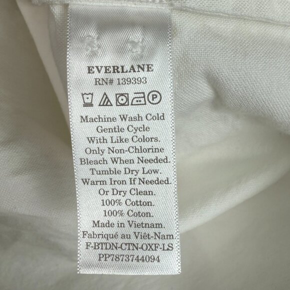 Everlane The Japanese Oxford Long Sleeve Button Down Shirt White 00 - Picture 7 of 8